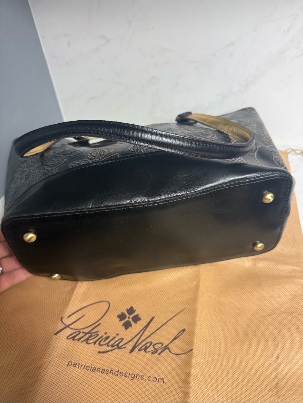 Patricia Nash Black and Gold Floral Tote - Picture 8 of 11